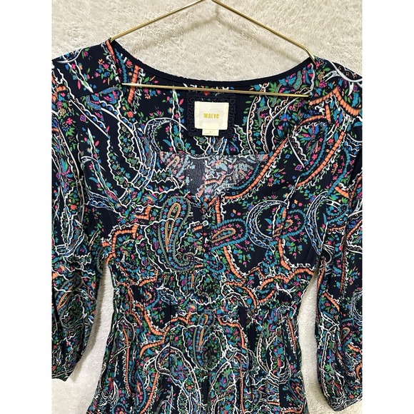 Anthropologie Maeve Womens Multicolor Maplewood Paisley Long Sleeve Dress Size S - Picture 3 of 11